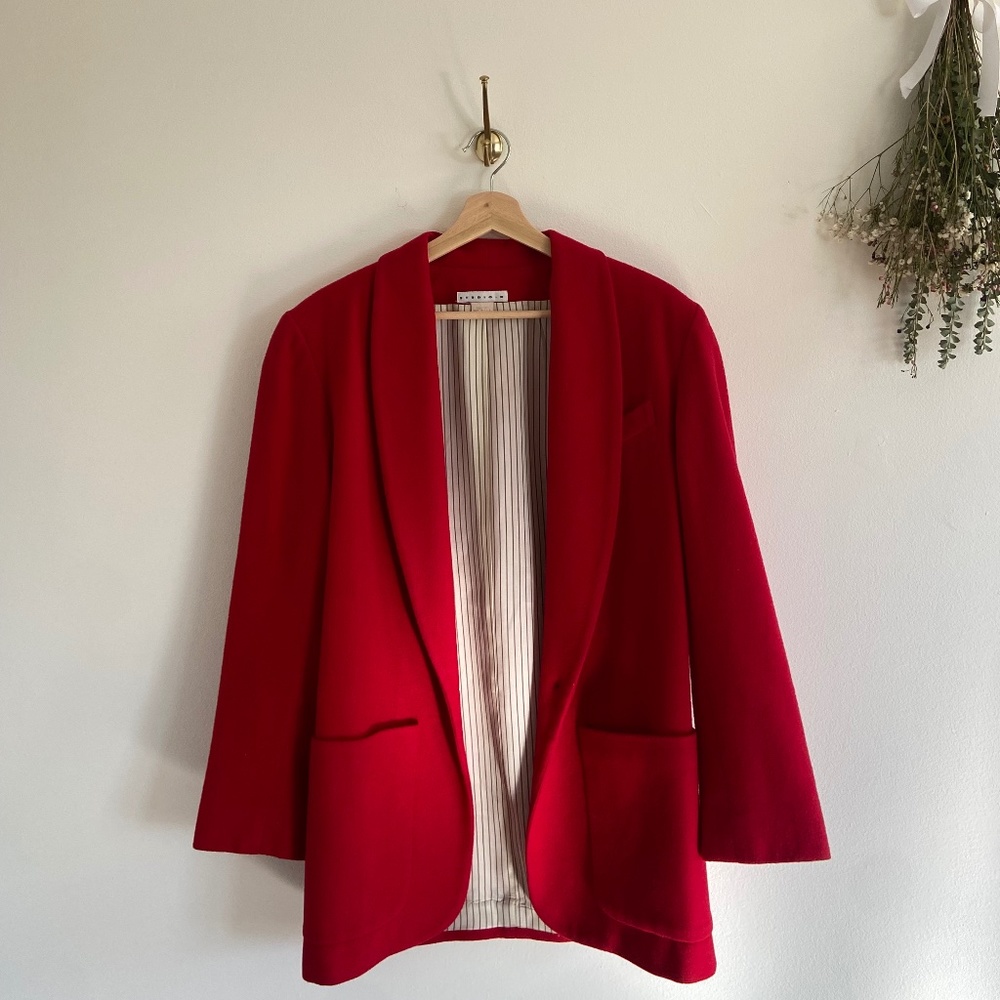 Vintage Red Wool Blazer. 80s/90s style